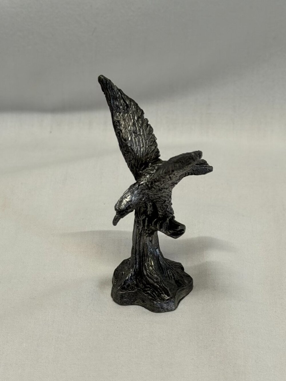 Vintage Michael Ricker Pewter Eagle Figurine Sculpture 3.75" Signed